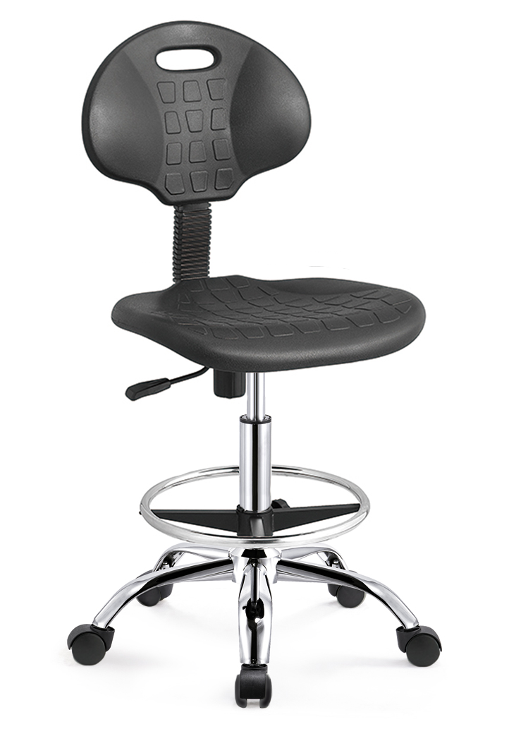 Ergonomische Werkplaatsstoel Zwart Op Wielen