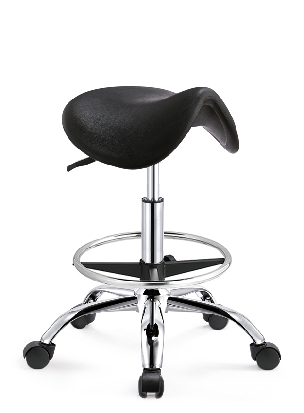 Ergonomische Zadelkruk Zwart op Wielen