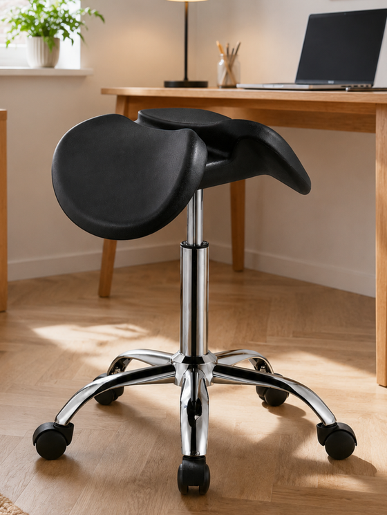 Slimzitten Balans | Ergonomische Zadelkruk op wielen - Zwart